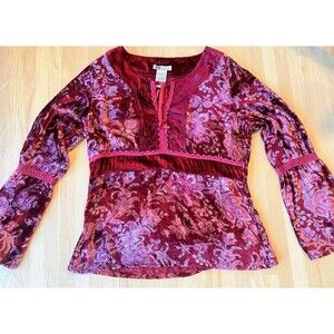 Faded Glory Babydoll Top  Vintage 90’s Y2K Fairy Boho Flare Sleeve Whimsigoth L